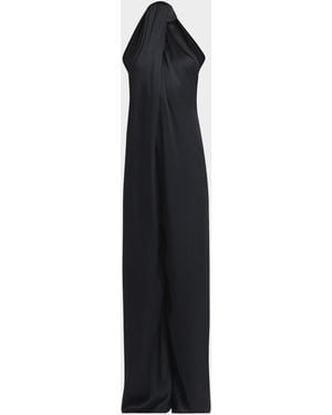Stella McCartney Envers Draped Satin Halterneck Jumpsuit - Blue