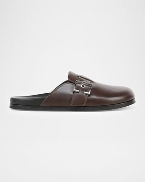 Vince Leon Leather Buckle Clogs - Brown