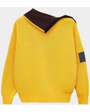 Loewe Cotton Zip-Front Sweater - Yellow