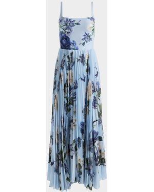 Alice + Olivia Carolyn Pleated Maxi Dress - Blue