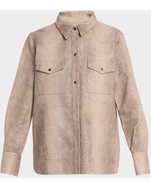 Twp Ranchers Daughter Embossed Python Leather Shirt - Natural
