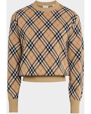 Burberry Vintage Check Knit Crewneck Sweater - Metallic