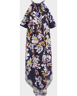 Figue Naomi Cold-Shoulder Kaftan Midi Dress - Blue