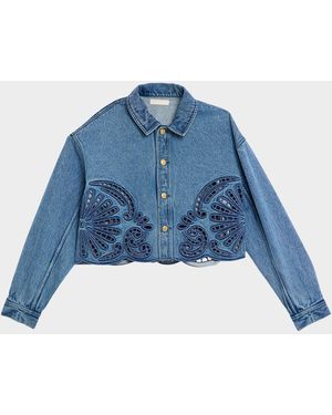 Ulla Johnson Bobbi Embroidered Denim Jacket - Blue
