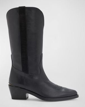 Partow Jordana Mixed Leather Western Boots - Black
