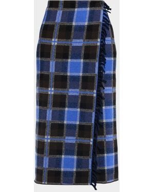 Guest In Residence Tartan Midi Wrap Skirt - Blue