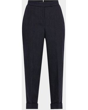 Thom Browne Pinstriped Backstrap Cropped Pants - Blue