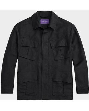 Ralph Lauren Apos;S Silk And Linen Flap-Pocket Field Jacket - Black