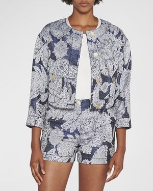 Giorgio Armani Paisley Crop Jacket - Blue