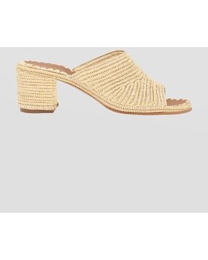 Carrie Forbes Rama Woven Raffia Slide Sandals - White