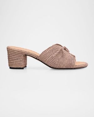 Odissi 45Mm Odett Raffia Block-Heel Mules - Pink