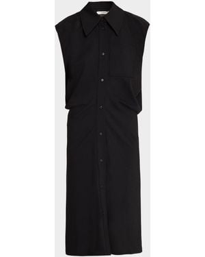Co. Cap-Sleeve Banana Cut Shirtdress - Black