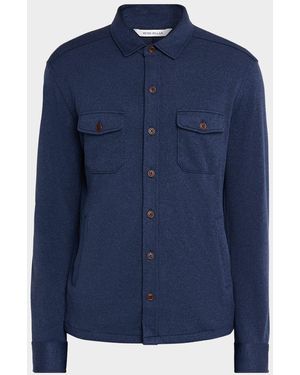 Peter Millar Crown Fleece Sweater Shirt Jacket - Blue