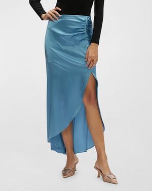 Robert Graham Tatum Ruched Silk-blend Maxi Skirt - Blue