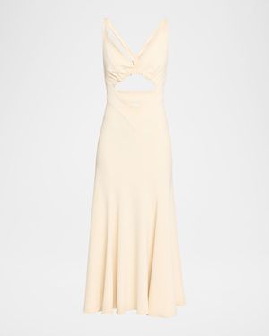 Rabanne Plunging Strappy Cutout Midi Tank Dress - Natural