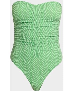 MILLY Verde Chevron One-Piece Swimsuit - Green