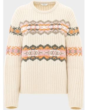 Malo Freya Fair Isle Cashmere Crewneck Sweater - Natural