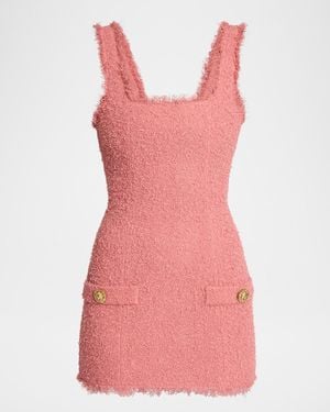 Balmain 2-Pockets Eyelash Tweed Mini Dress - Pink