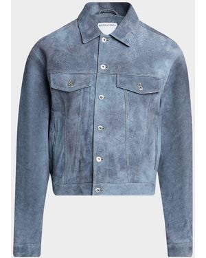Bottega Veneta Apos;S Cloudy Suede Trucker Jacket - Blue