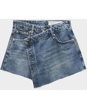 Rag & Bone Belina Crossover Denim Skort - Blue