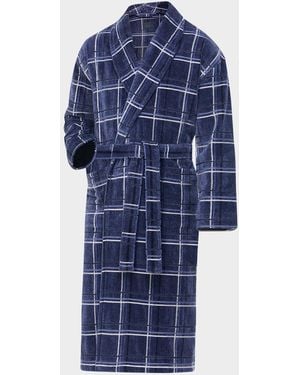 Majestic International Apos;S Terry Velour Shawl Robe - Blue