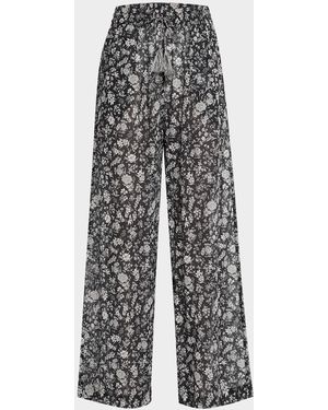 Ulla Johnson Azra Floral Wide-Leg Coverup Pants - White