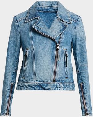 Tom Ford Stonewashed Moto Jacket - Blue