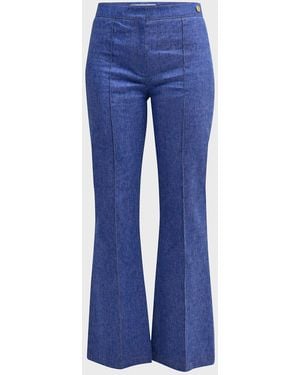 Callas Milano Lola Mid-Rise Pintuck Flare Denim Pants - Blue
