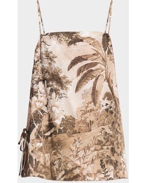Kobi Halperin Gwen Sleeveless Botanical-Print Blouse - Natural