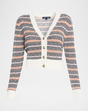 Veronica Beard Ingraham Stripe Cardigan - White