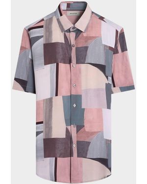 Bugatchi Apos;S Orson Abstract-Print Viscose Short-Sleeve Shirt - Multicolor