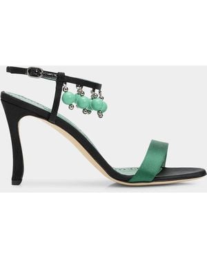 Manolo Blahnik 90Mm Kasasan Beaded Satin Sandals - Multicolor