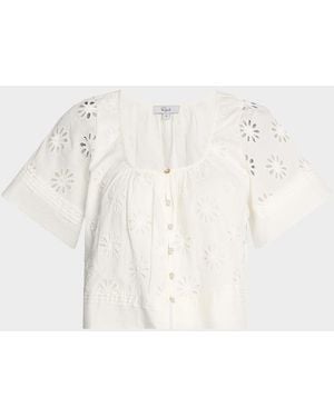 Rails Bambina Eyelet-Embroidered Cropped Blouse - Natural
