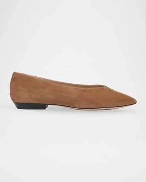 Veronica Beard Bancroft Suede Ballerina Flats - White