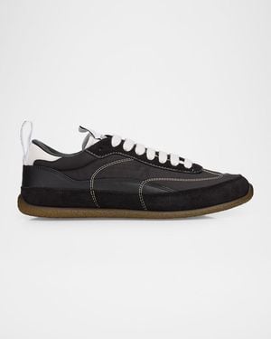 McQueen Ec1 Mixed Leather And Nylon Low-Top Sneakers - Black