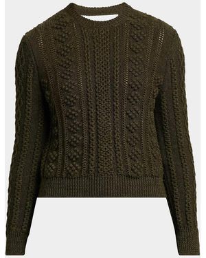 Jil Sander Textured Wool Back-Cutout Crewneck Sweater - Green
