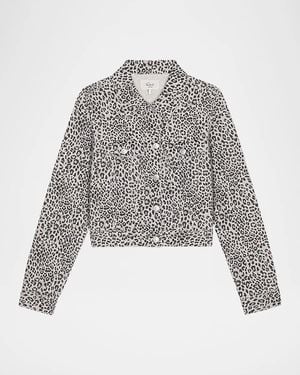 Rails Brea Cheetah-Print Denim Jacket - Gray