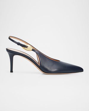 Gianvito Rossi 70Mm Nappa Leather Slingback Pumps - Blue