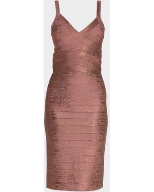 Hervé Léger The Indie Foil Bandage Dress - Purple