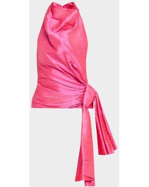 Christopher John Rogers Silk Sarong Top - Pink