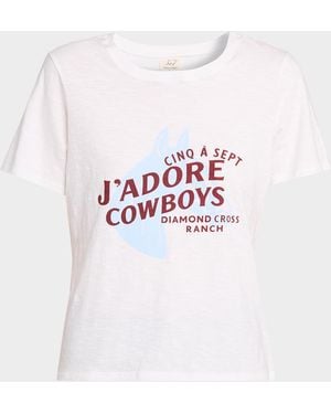 Cinq À Sept J & Apos;Adore Cowboys Embellished Shrunken Tee - Black