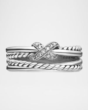 David Yurman X Crossover Ring With Diamonds - Metallic