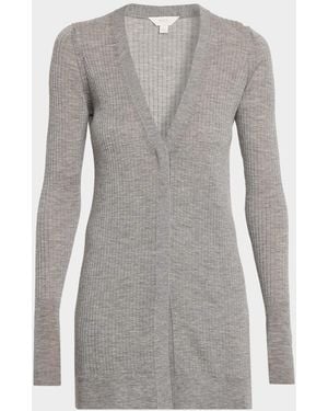 Malo Cashmere Wide Rib Long Cardigan - Gray