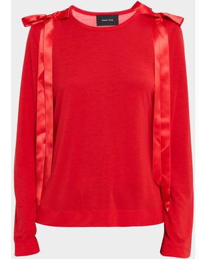 Simone Rocha Ribbon Bow Long-Sleeve T-Shirt - Red