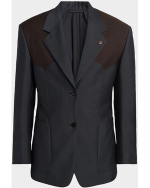 Versace Apos;S Single-Breasted Wool Formal Jacket - Black