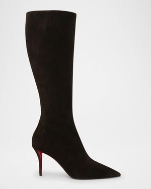 Christian Louboutin Miss Z Botta 80 Suede Boots - Black