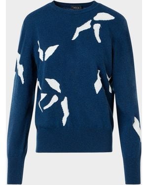 Akris Whitecaps Intarsia Cashmere & Cotton Sweater - Blue