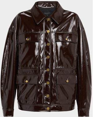 Rag & Bone Amy Faux Patent Leather Jacket - Brown