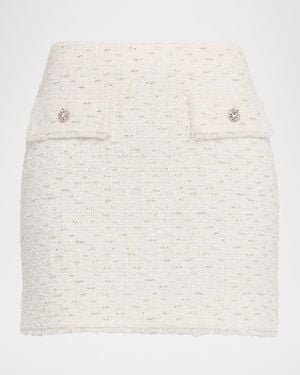 Generation Love Ava Embellished Tweed Mini Skirt - Natural