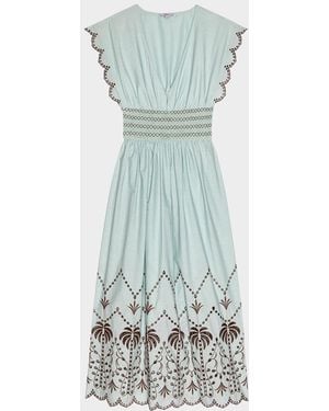 Rails Roxanne Embroidered Cotton Midi Dress - Blue